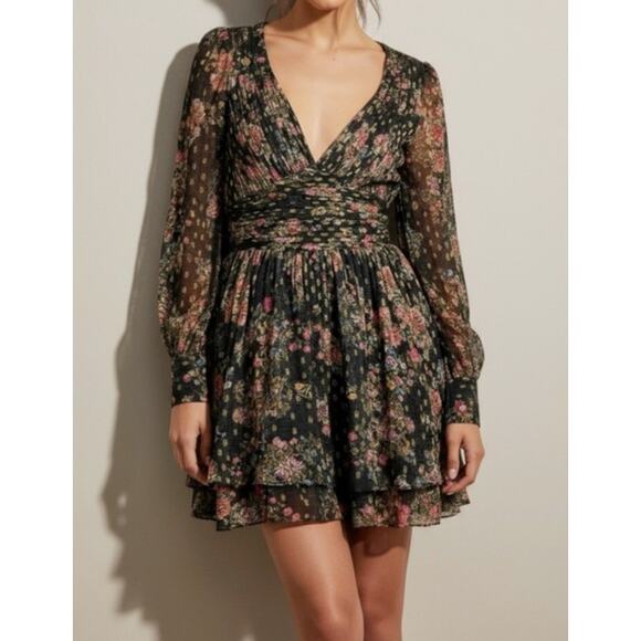 Free People ROCOCO SAND Jane Botta Floral Metallic Ruffle Romper M NWOT $365 - Picture 6 of 10